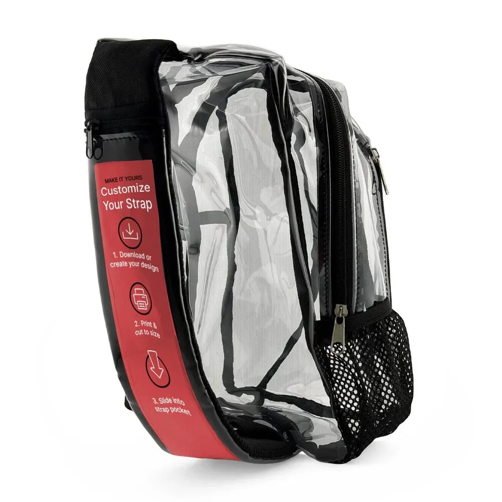 Etc.marketing CLEAR BAG Stadium Approved Sling Bag with CUSTOMIZABLE Strap Pock